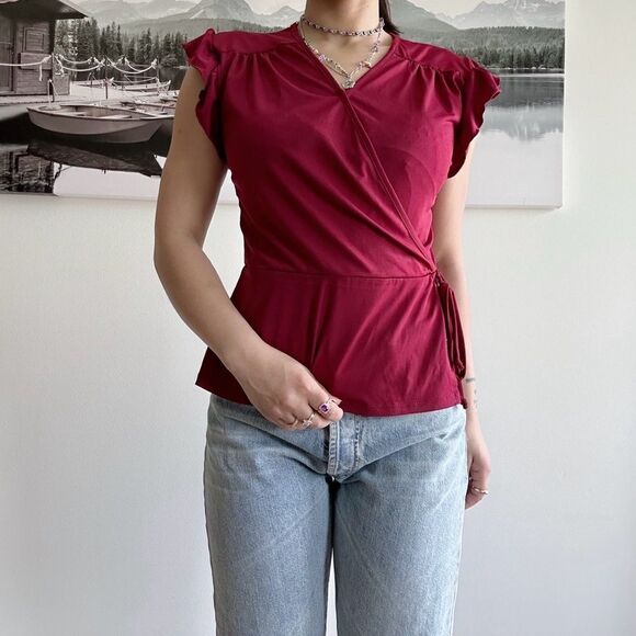 vintage 90s preppy ruffle going out coquette top y2k spandex blouse - Picture 1 of 5